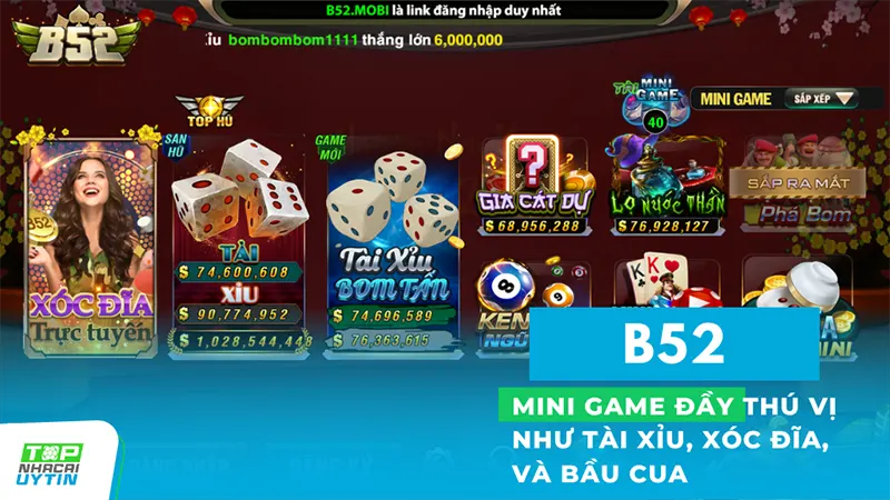 Mini game B52 sôi động, thu hút đông đảo người chơi