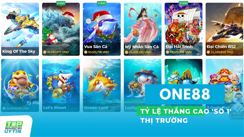 Ngoài ra, Bắn cá One88 còn có các tựa game khác như Ocean Lord, Lucky Fishing, Dino Hunt, 3 Gods Fishing, mang đến sự đa dạng và phong phú trong lựa chọn cho người chơi.