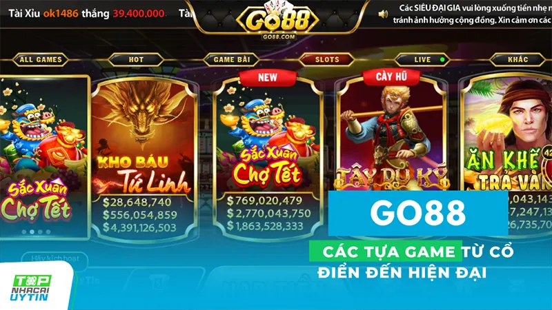 Slot game nổ hũ đổi thưởng go88 - các tựa game từ cổ điển đến hiện đại, với đủ mọi chủ đề và cấu trúc giải thưởng