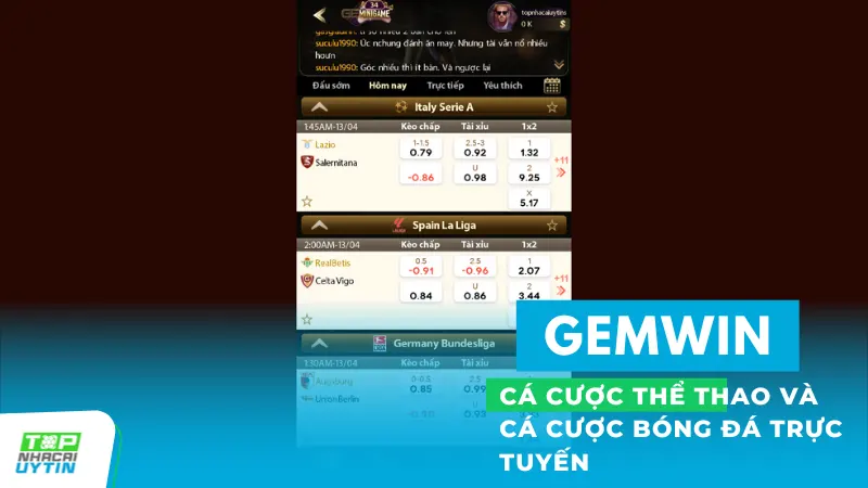 Gemwin - Game bài đổi thưởng đại phú quý có cả trên Android/IOS 15 Cá cược thể thao Gemwin nổi bật và đặc biệt với cá cược bóng đá trực tuyến