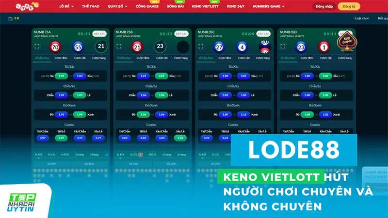 Lode88 và sảnh Numbers Game là sự lựa chọn tuyệt vời cho những ai đam mê cá cược trực tuyến và muốn trải nghiệm những trò chơi độc đáo và phong phú