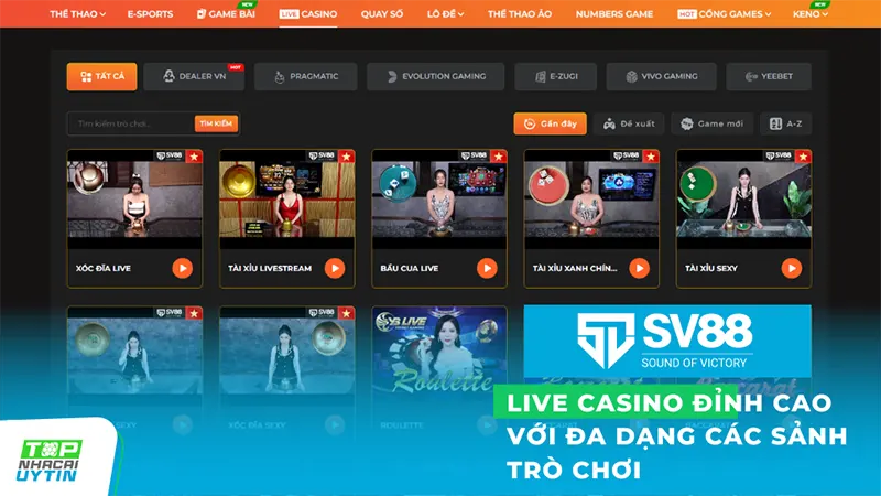 live casino sv88 sòng bài trực tiếp các ván cược