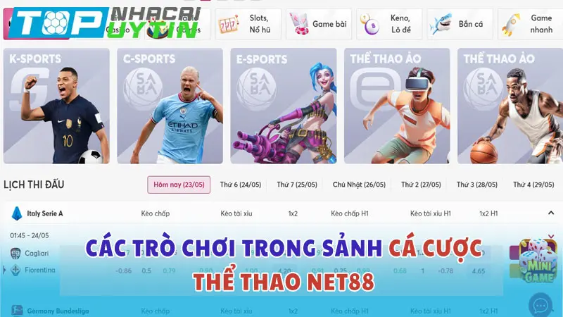 Các trò chơi trong sảnh cá cược thể thao của Net88